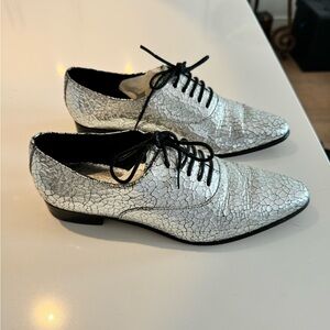 Michael Kors Oxford Flats - Lottie Cracked Metallic